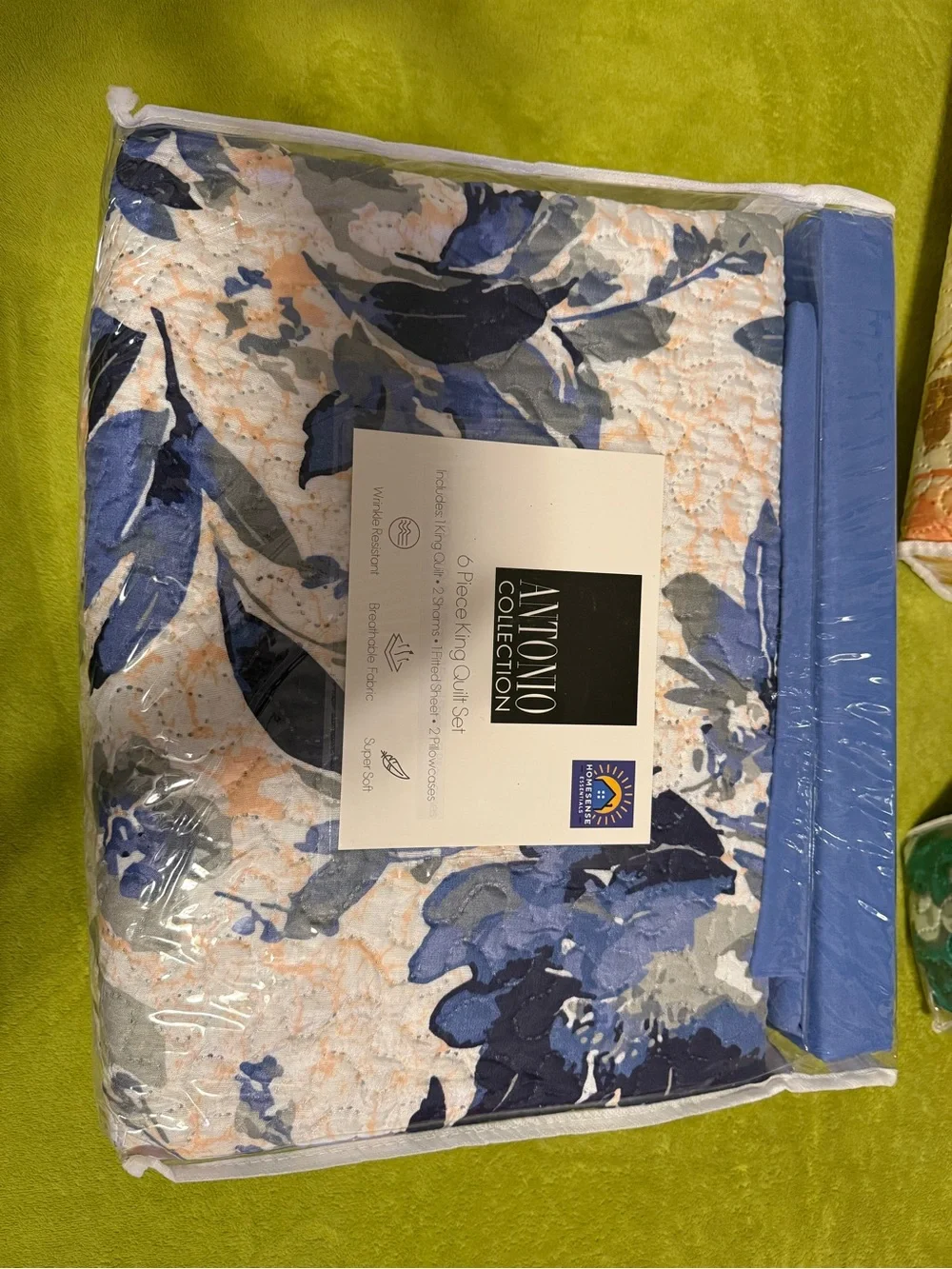 & Other Stories Blue and White Floral Quilted Coverlet